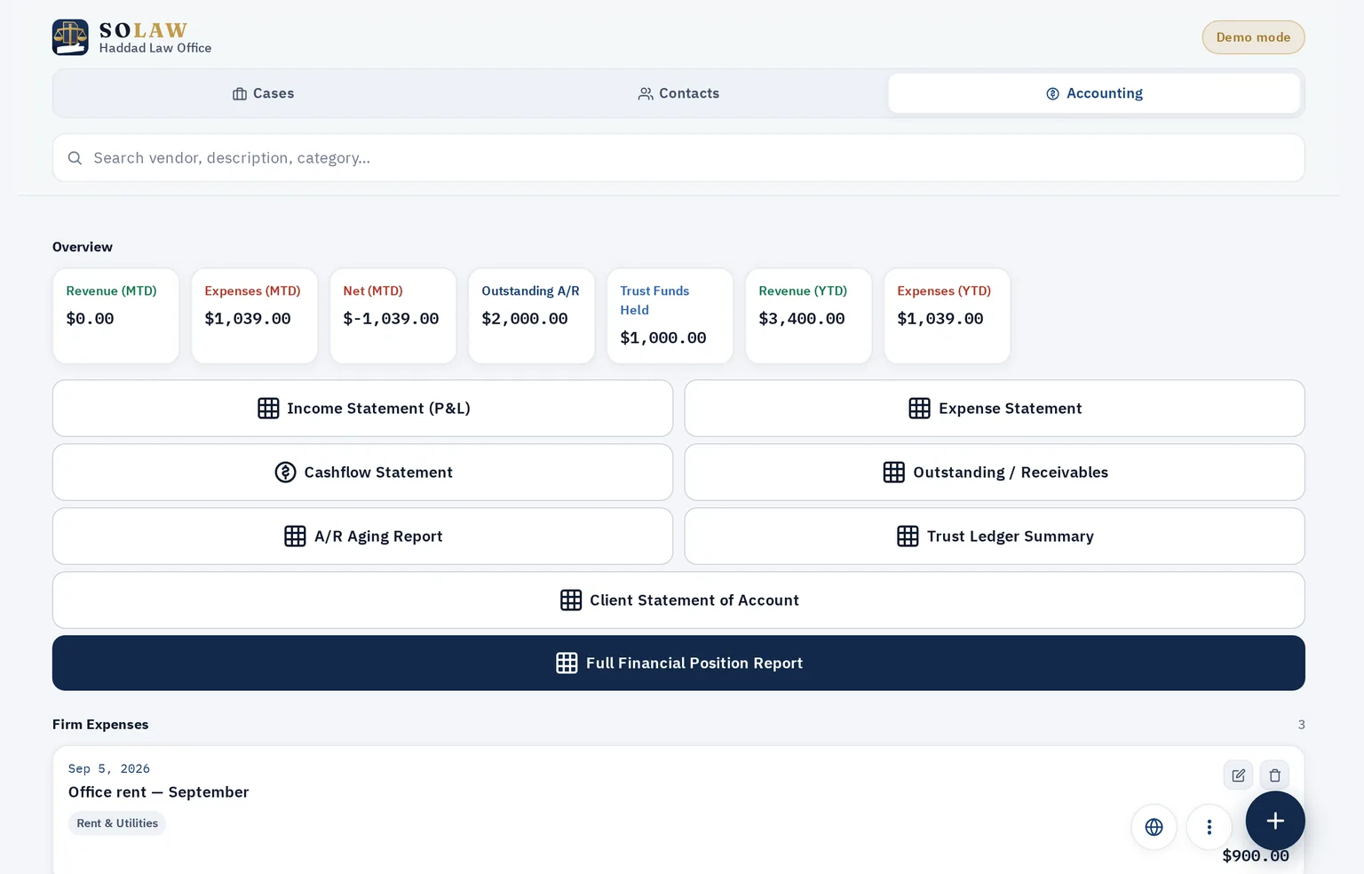 Accounting in SOLAW